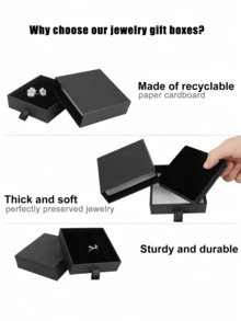 10pcs Jewelry Gift Boxes, 3.5 X 3.5 Inch Black Cardboard Jewelry Boxes, Bulk Small Jewelry Boxes With Lids, For Necklace Ring Earring Display Boxes, Earring Ring Necklace Storage Boxes For Women Storage Organizer Travel Essentials Back To School Dormitory Storage Fall Decor