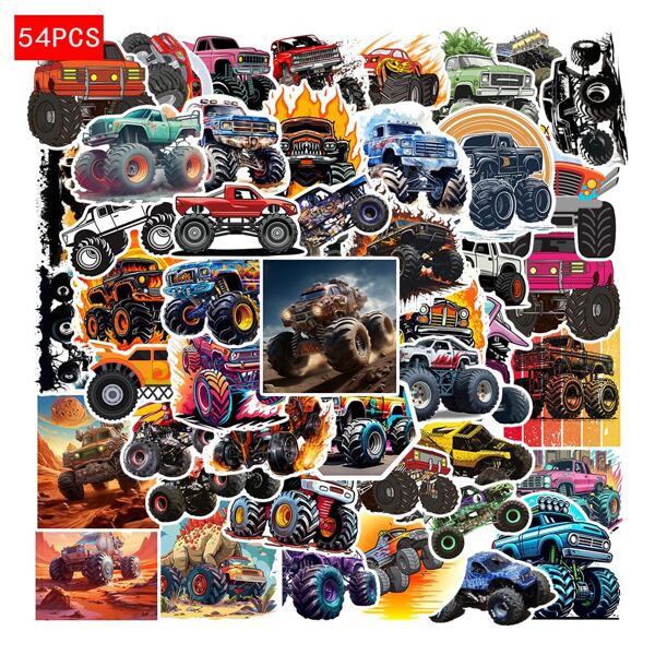 50 Sheets/Pack Monster Truck & Cartoon Car & Big Foot Car Pattern Stickers Suitable For Cartoon Car,Computer,Skateboard,Luggage Stickers And Cute Children's Creative Stickers,Stickers,Monster Truck,Car Stickers,Stickers,Monster Truck,Car Stickers,School,Scrapbook Supplies,Sticker Car,Foot Stickers,Sticker Sheets Kids,Pixar Cars,Monster Truck Storage,Boys Room Decor,Cars For Kids