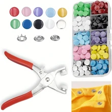 50/100 piezas Kit de botones a presión de metal vibrantes y duraderos con alicates, adecuado para principiantes y profesionales para manualidades DIY, ropa, bolsos, suministros de costura