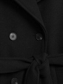 DEEKA 秋冬新款女士时尚经典双排扣风衣外套 黑色 - 黑色 - 查看 8