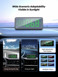 REMAX 车载 GPS 数字车速表、GPS 指南针抬头显示器（适用于所有车型）、带 FM 收音机、支持存储卡、时间显示、汽车配件、超实用户外运动汽车用品 - 黑色 - 查看 5