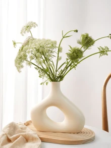 2件套白色树脂花瓶，现代家居装饰，甜甜圈造型花瓶，适合插芦苇草，中性波西米亚北欧极简风格，适用于客厅、婚礼餐桌、派对、办公室、卧室花瓶装饰，玻璃花瓶 - 彩色 - 查看 9