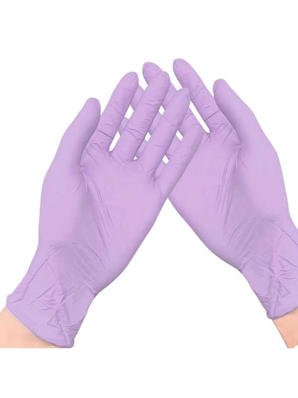 100 Pieces Of Disposable Gloves, Super Durable, Blue/Pink/Black/White/Purple Disposable Nitrile Latex Gloves, Suitable For Kitchen, Tattoo, Hair Dyeing, Pet Care, Beauty Salon And Home Cleaning, Multi-Purpose Disposable Gloves. Note The Packaging Method Of Bagged, Reason: Not Easily Damaged During Transportation.