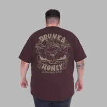 Character Design Shirt Plus Size Men's T-Shirt - Rust Brown - View 1