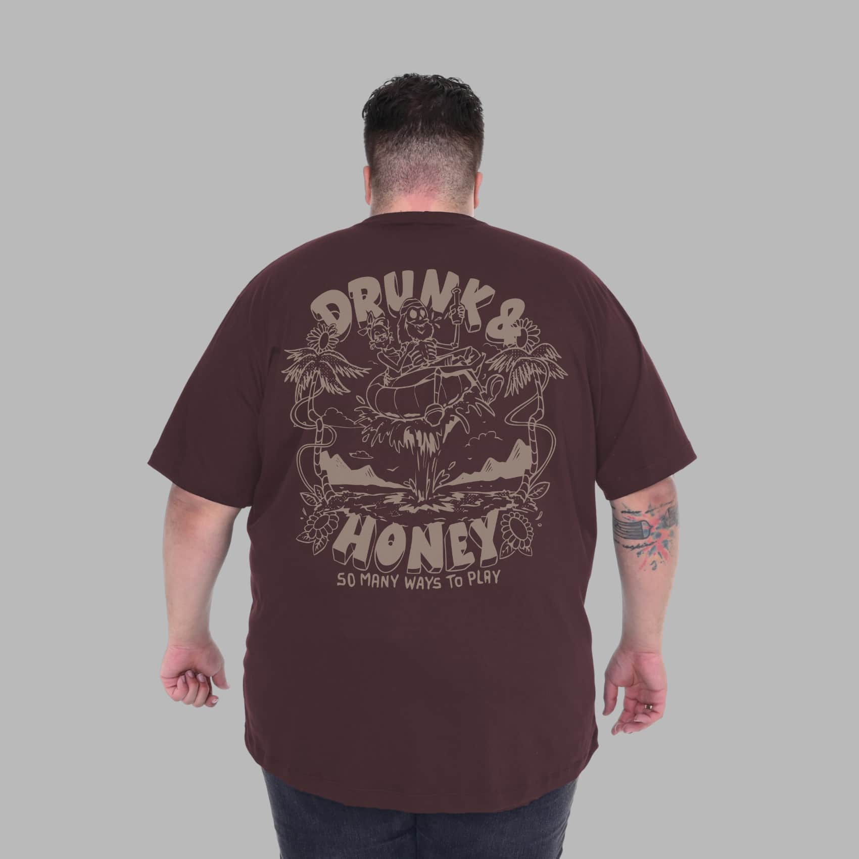Character Design Shirt Plus Size Men's T-Shirt - Rust Brown - View 1