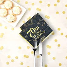 20 قطعة من المناديل السوداء والذهبية، مناسبة لأعياد الميلاد 18/21/30/50/60/70 - مناديل ورقية ذات طبقتين للاستخدام مرة واحدة، مناسبة للمناسبات والأعياد والأعياد السنوية وديكور المائدة والمنزل للرجال والنساء