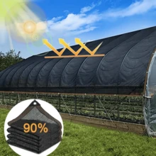 90% 耐用网状防水面料黑色遮阳布 - 非常适合花园、车罩、天篷、温室和/遮阳布、植物遮阳布、网状遮阳布、露台遮阳罩、用于遮荫植物、温室、凉亭、后院露台、车库 - 黑色 - 查看 4
