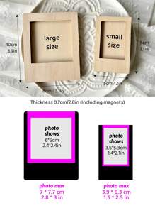 Customized Linden Wood Mini Magnetic Wooden Photo Frame, Instant Photo Printing, Engraved Wooden Frame, Personalized School Gift, Bulk/Back To School, Home & Living, Christmas Home Atmosphere, Autumn Home Refresh, Xmas Decoration