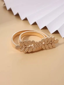 1pc Metallic Elastic Waist Belt, Suitable As Dress Accessory - Gold - View 4