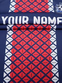 2025 Custom Your Own Jersey, Breathable Quick-Dry 210g Single Piece Top, Unisex Sports Team Club Training V-Neck Football Shirt With Front & Back Printed Name, Number, Logo, Comfortable Fit, Navy Blue With Red - Multicolor - View 5