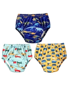 3pcs Toddler Potty Training Pants, Baby Training Underwear, Washable Diaper Covers, Infant Learning Pants, Breathable Cloth Diapers - Multicolor - View 12