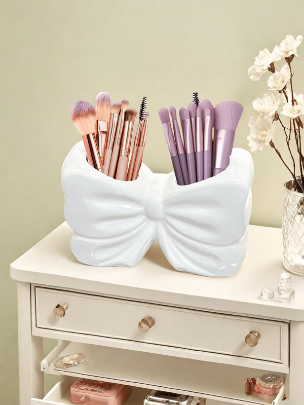 1pc Cute Bow-Shaped Pen Holder - Desktop Organizer Of Makeup Brushes And Office Supplies, Elegant Makeup Brush Storage, Perfect For Creative Decorative Designs For Girls, Students And Girls