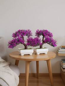 2/4pcs Artificial Realistic Artificial Bonsai Tree In Small Pot With Plastic Cement Pots For Home Table Decoration Decoration Garden Arrangement Ornaments, Simulation Tree, Artificial Plants, Decoration, Room Decoration, Christmas Decrations, Bedroom Decoration - Multicolor - View 9