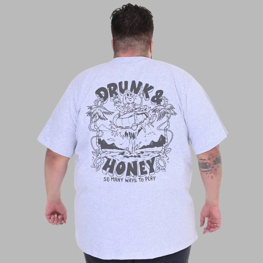 Character Design Shirt Plus Size Men's T-Shirt - Grey - View 1