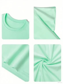 Girls & Teens Casual Mint Green Printed Round Neck Short Sleeve T-Shirt, Summer Top - Mint Green - View 5