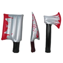 1pc New PVC Inflatable Prank Halloween Toy Knife, Interactive With Red Inflatable Toy Knife - Multicolor - View 8