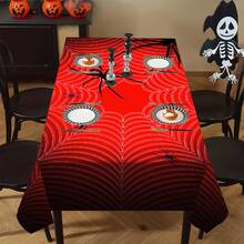 1/20pcs Halloween Tablecloth, Spider Web Pattern, Reusable Polyester Rectangular Tablecloth, Suitable For Home, Restaurant Or Living Room Decoration, Woven, Holiday Dining Table Decor Accessory, Durable Tablecloth - Multicolor - View 6