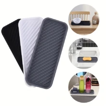 1 pièce Protection anti-éclaboussures pour évier, tapis imperméable en silicone, accessoire pour évier de salle de bain, porte-savon en silicone simple, couvercle de drain de robinet, protecteur de rangement, accessoires de cuisine - Multicolore - Voir 13