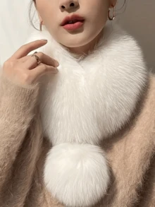 1pc Women's Fluffy Scarf, Fashionable Versatile Neck Warmer, Fluffy Collar, Neck Warmer Accessory, Windproof Warm Accessory For Casual Outdoor Wear For Dress - Multicolor - View 1