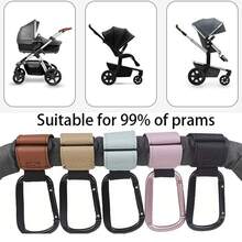 2 móc treo xe đẩy em bé bằng da và hợp kim nhôm, móc treo tiện lợi cho xe đẩy để treo túi đựng tã, phụ kiện đa năng cho xe đẩy em bé, ô tô hoặc xe đẩy hàng - Nhiều màu - Xem 5