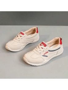 LISM 1双女士低帮白色真皮休闲运动鞋，多功能套脚软底运动鞋，2025春夏新款 - 卡其色 - 查看 4