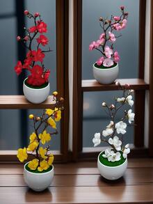 1 chậu cây bonsai hoa mai nhân tạo - Hoa giả sống động như thật, cây bonsai hoa mai bằng nhựa, thích hợp để trang trí bàn làm việc nhỏ trong nhà. - Nhiều màu - Xem 11