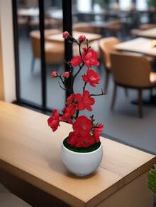1 chậu cây bonsai hoa mai nhân tạo - Hoa giả sống động như thật, cây bonsai hoa mai bằng nhựa, thích hợp để trang trí bàn làm việc nhỏ trong nhà. - Nhiều màu - Xem 4