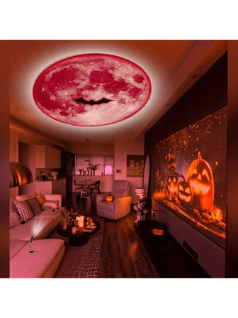 1 件血月蝙蝠投影仪夜灯氛围灯床头板 USB 投影夜灯，便携式可调角度氛围灯，适用于卧室客厅游戏室，USB 照明装饰万圣节装饰灯家居装饰派对装饰万圣节装饰房间装饰万圣节花园装饰礼物仙女