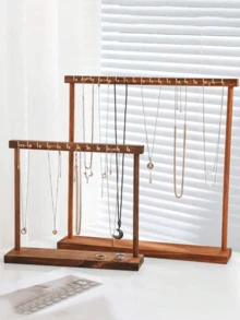 胡桃木色金属首饰项链展示架，珠宝店配饰项链收纳架，家用项链收纳架，返校季必备 - 項鍊架 - 查看 24