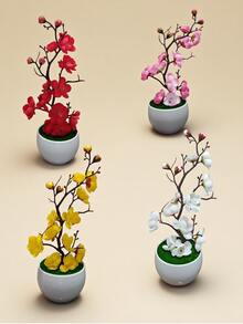 1 chậu cây bonsai hoa mai nhân tạo - Hoa giả sống động như thật, cây bonsai hoa mai bằng nhựa, thích hợp để trang trí bàn làm việc nhỏ trong nhà. - Nhiều màu - Xem 3