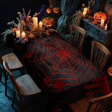 1/20 Stücke Lebendige Halloween Tischdecke - Rotes Spinnennetz Muster Tischdecke - Perfekt für Halloween, thematische Partys und Heimdekoration, Dekorationen, schützende Tischdecken, Partydekorationen