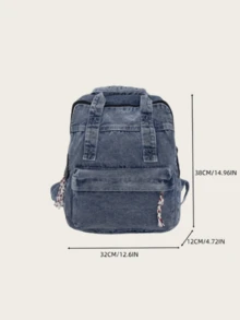 Zaino stile jeans vintage, borsa da pendolare di grande capacità per donne stile INS, zaino casual da viaggio e all'aperto pieghevole