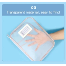 Ergonomic Design Durable Nylon Transparent Zippered Mesh File Organizer Bag With Multiple Compartments, Perfect For Office, Student, And Home Storage, Desk Storage