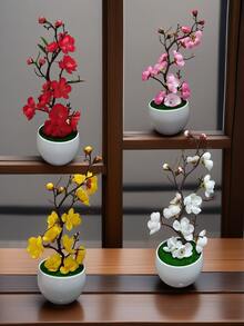 1 chậu cây bonsai hoa mai nhân tạo - Hoa giả sống động như thật, cây bonsai hoa mai bằng nhựa, thích hợp để trang trí bàn làm việc nhỏ trong nhà. - Nhiều màu - Xem 2