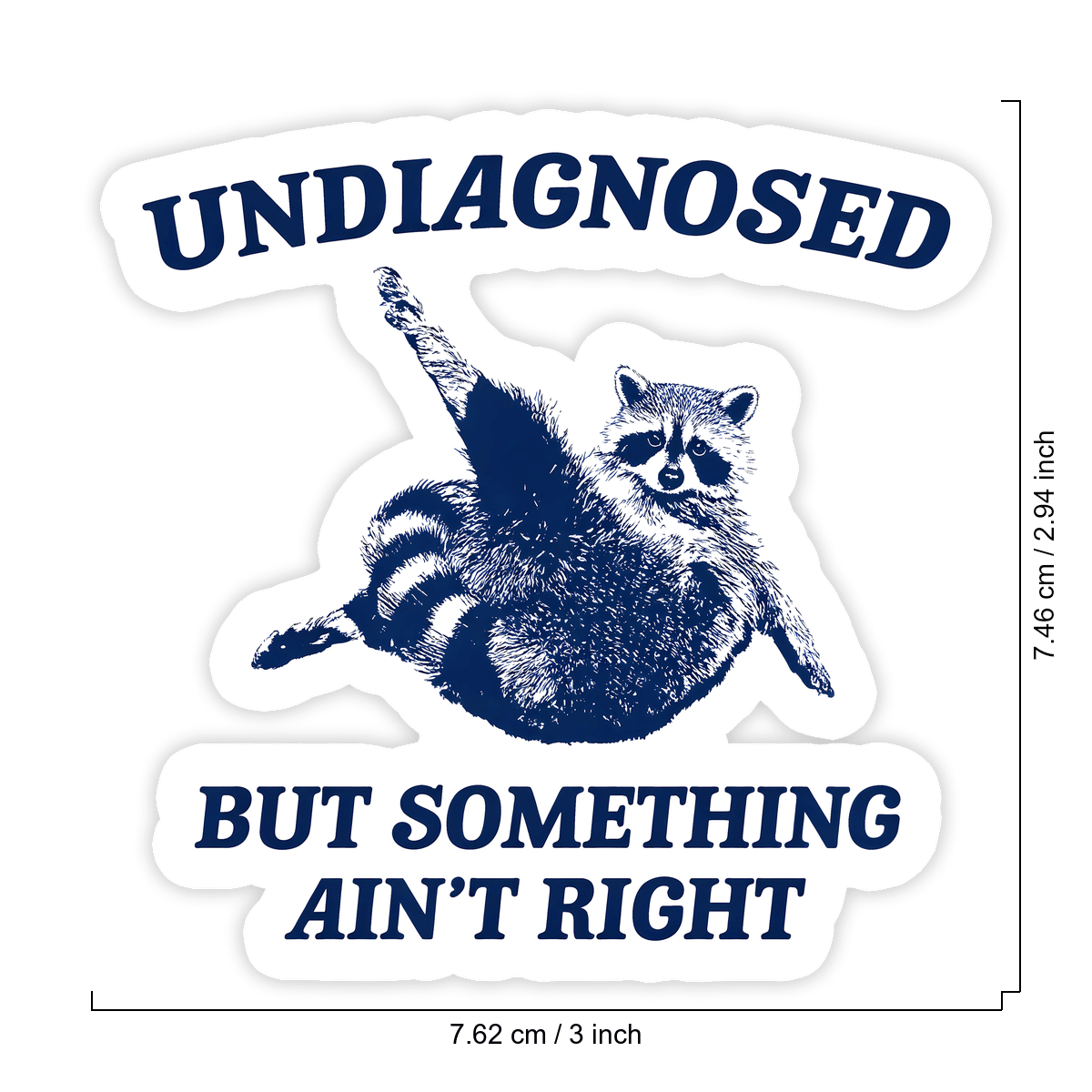 1pc Funny Raccoon Vinyl Sticker, Satirical Mental Health Humor Sticker, "Something's Not Quite Right" Meme Sticker, Waterproof Black Humor Laptop Sticker, Quirky Self-Deprecating Joke Sticker, Anxious Expression Water Bottle Sticker, Chaotic Energy Raccoon Aesthetic Vinyl Sticker, Ironic Therapy Joke Sticker - Multicolor - View 2