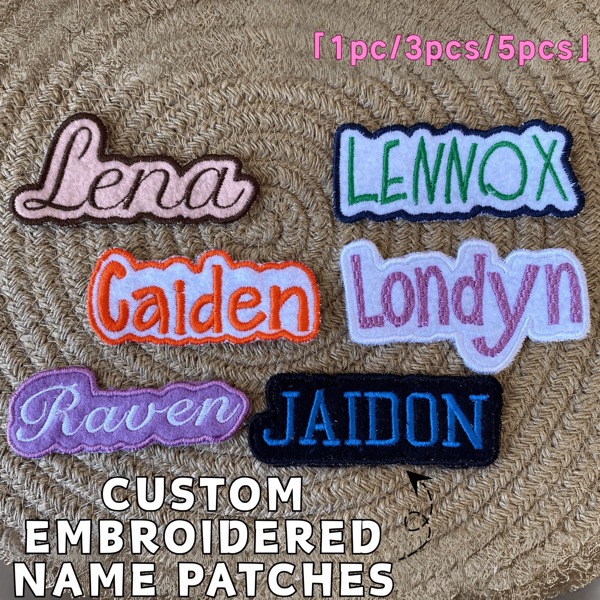 Custom 1/3/5pcs Embroidered Name Patches - Personalized Iron On/Sew On 3-6inch Patch For Jackets, Hats, Mom Gifts Custom Embroidered Name Patches - Personalized Iron On/Sew On Patch For Jackets, Hats, Mom Gifts, Durable, Unisex, Casual, Custom, Personalized, Unique, Customized, Bag Charms, Bag Charms, School Supplies, For Teenagers, Junior High School Students, Middle School Students, High School Senior High School Students, College Students, University Students, Freshman, Sophomore, Underclassmen