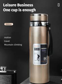 1升/33.81盎司保温水瓶，保温/保冷，适用于水、茶、咖啡，真空不锈钢材质，也可作水杯使用，开学季必备