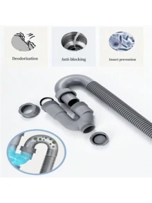 1 pezzo Tubo di scarico a forma di S per lavandino, Tubo di scarico per lavabo da 1,25 pollici, Tubo di scarico flessibile per lavandino anti-odore