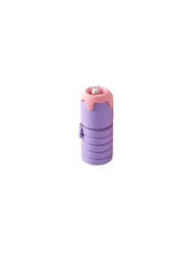 1pc Expandable Pen Holder Stress Relief Pen Bag, Round Pen Cup, Cute Cartoon Animal Silicone Pouch, Gift & School Supplies