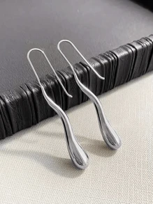 1 Pair Minimalist Long Water Drop Dangle Earrings, Unisex European & American Niche Design, Neutral Chic Middle Eastern Style Earrings