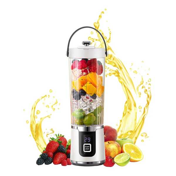 Mélangeur et centrifugeuse portable USB - Facile à nettoyer, simple à utiliser, avec écran d'affichage numérique, convient pour les fruits, les légumes, les smoothies - Choix idéal pour la maison, le bureau, le camping, les voyages et les cadeaux