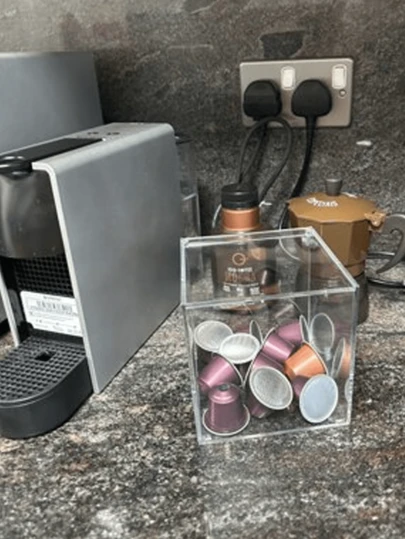 Acrylic Coffee Pod Holder With Lid - Dust-Proof Capsule Organizer For , Kitchen Candy Storage Container (Back To School)