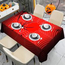 1/20pcs Halloween Tablecloth, Spider Web Pattern, Reusable Polyester Rectangular Tablecloth, Suitable For Home, Restaurant Or Living Room Decoration, Woven, Holiday Dining Table Decor Accessory, Durable Tablecloth - Multicolor - View 5