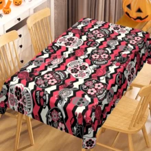 1/20 szt. Żywy obrus na Halloween - Atrakcyjny obrus z motywem czaszki - Idealny na Halloween, imprezy tematyczne i wystrój domu, dekoracje, ochronne obrusy, dekoracje na imprezy - Wielokolorowe - Zobacz 5