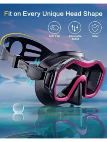 2pcs Couple's Snorkeling Set - Anti - Fog Diving Masks & Dry Snorkels For Romantic Underwater Adventures-Pink - Đen + Hồng - Xem 4