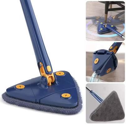 Kynley Fregona triangular ajustable de 360 grados para limpieza de ventanas, mopa de microfibra con mango de 1,3 m, limpiaparabrisas de vidrio autoescurrido, Kit de limpieza de ventanas de pared.