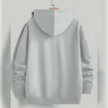 Men's Casual Fleece Lining Butterfly Print Sweatshirt With Drawstring &  Pocket - Cozy Spring & Autumn Pullover, Spring Fall Jacket | Butterfly Print Sweatshirt | Soft Texture Fabric - Grey - View 2