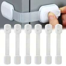 10/7/5/6/3/1pc 7.4in*1.4in White Adjustable Multi-Function Baby Safety Lock, No Drilling Required, Suitable For Drawers, Refrigerators, Cabinets - Multicolor - View 1