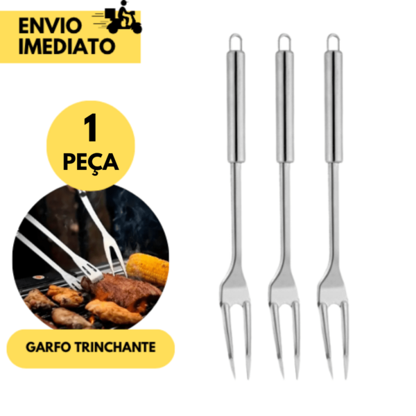 Garfo Trinchante Inox Resistente, Profissional e Ideal para Cortes de Carne Robusto, Ergonômico e Durável