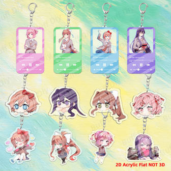 قلادة مفاتيح أكريليك بشكل شخصية أنمي كرتونية جميلة مسطحة 2D، قلادة مفاتيح بشكل شخصية كرتونية محبوبة، مناسبة لتزيين الحقائب ومفاتيح السيارات، هدية عيد ميلاد مثالية لعشاق الإكسسوارات السيارات والغوث Y2k